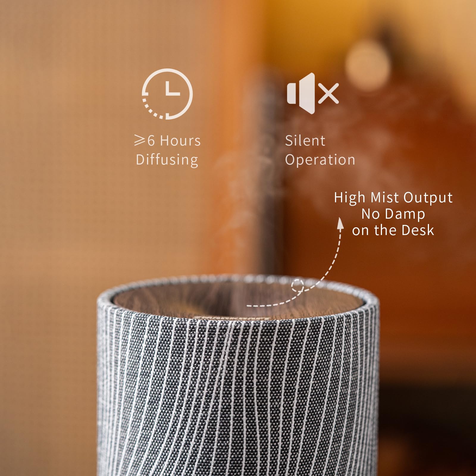 ZmarKraft 200ml Essential Oil Diffuser – Fabric Cover & Night Light (Dark Brown)