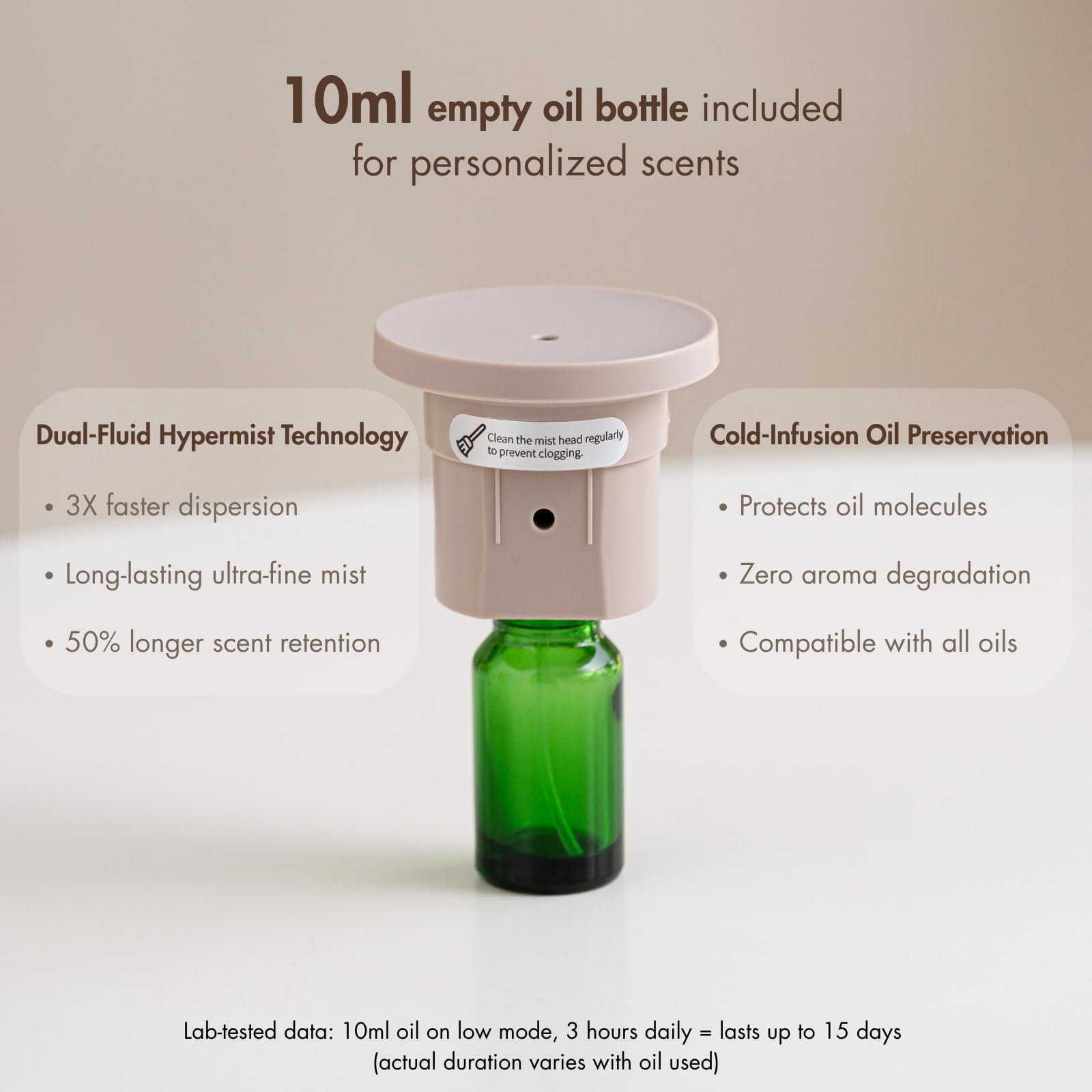 ZMARKRAFT Waterless Essential Oil Diffuser | Solid Wood Cover, 3 Timers, 2 Mist Modes