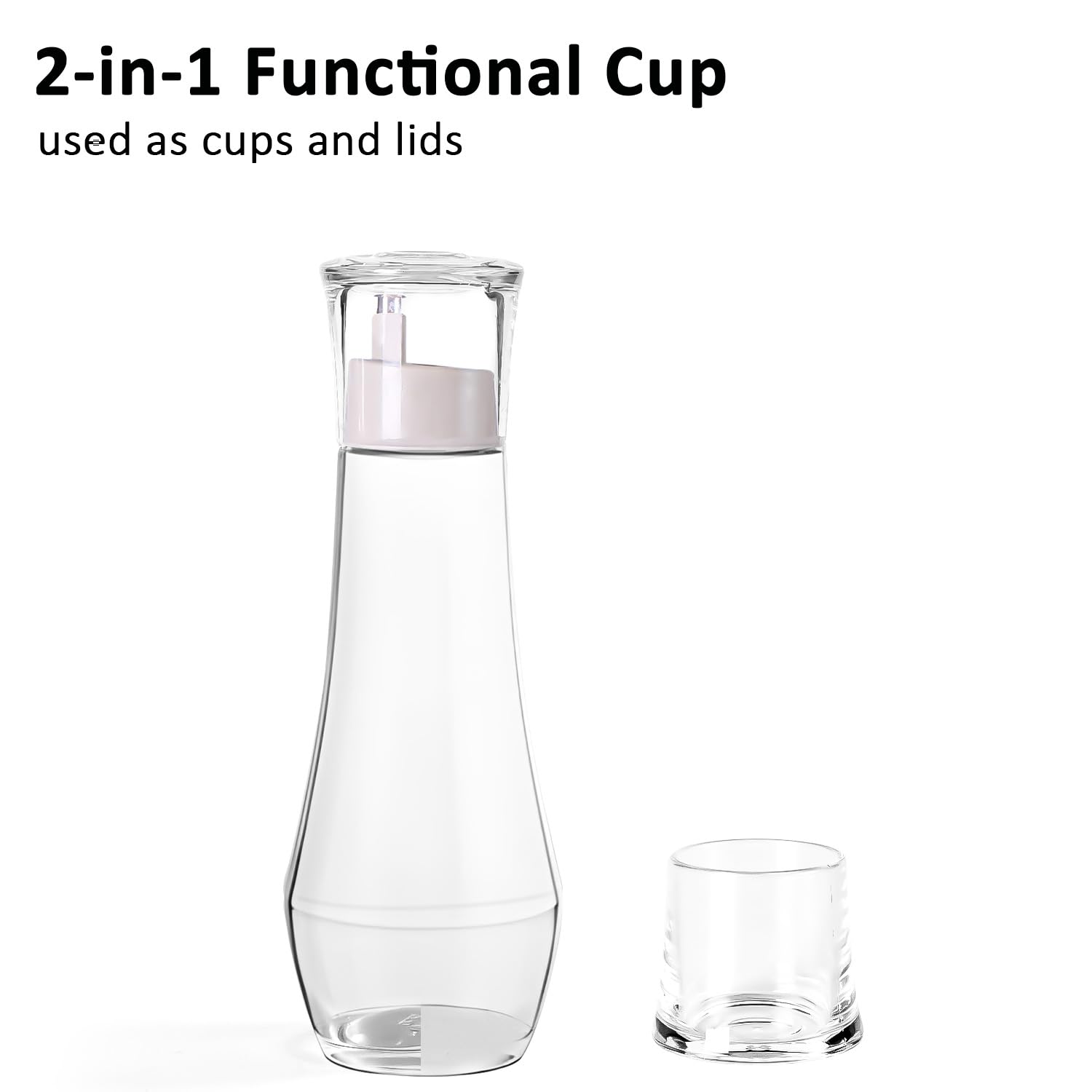 ZOBONETI Glass Mouthwash Dispenser – 8.8 oz, Set of 2, Cup Cap