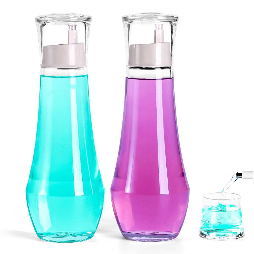 ZOBONETI Glass Mouthwash Dispenser – 8.8 oz, Set of 2, Cup Cap