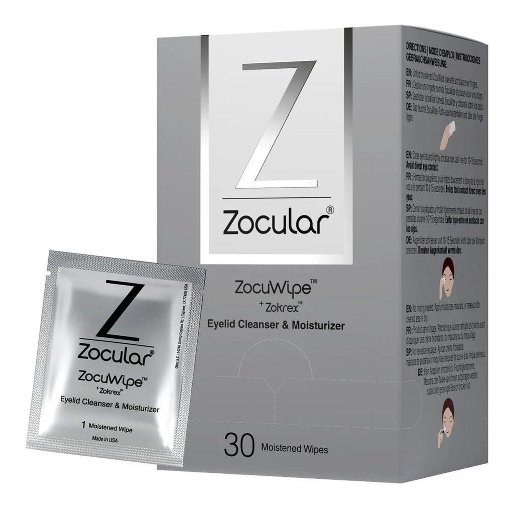 Zocuwipe Eyelid Wipes with Natural Okra Complex — Gentle Cleanse & Moisturize (30ct)