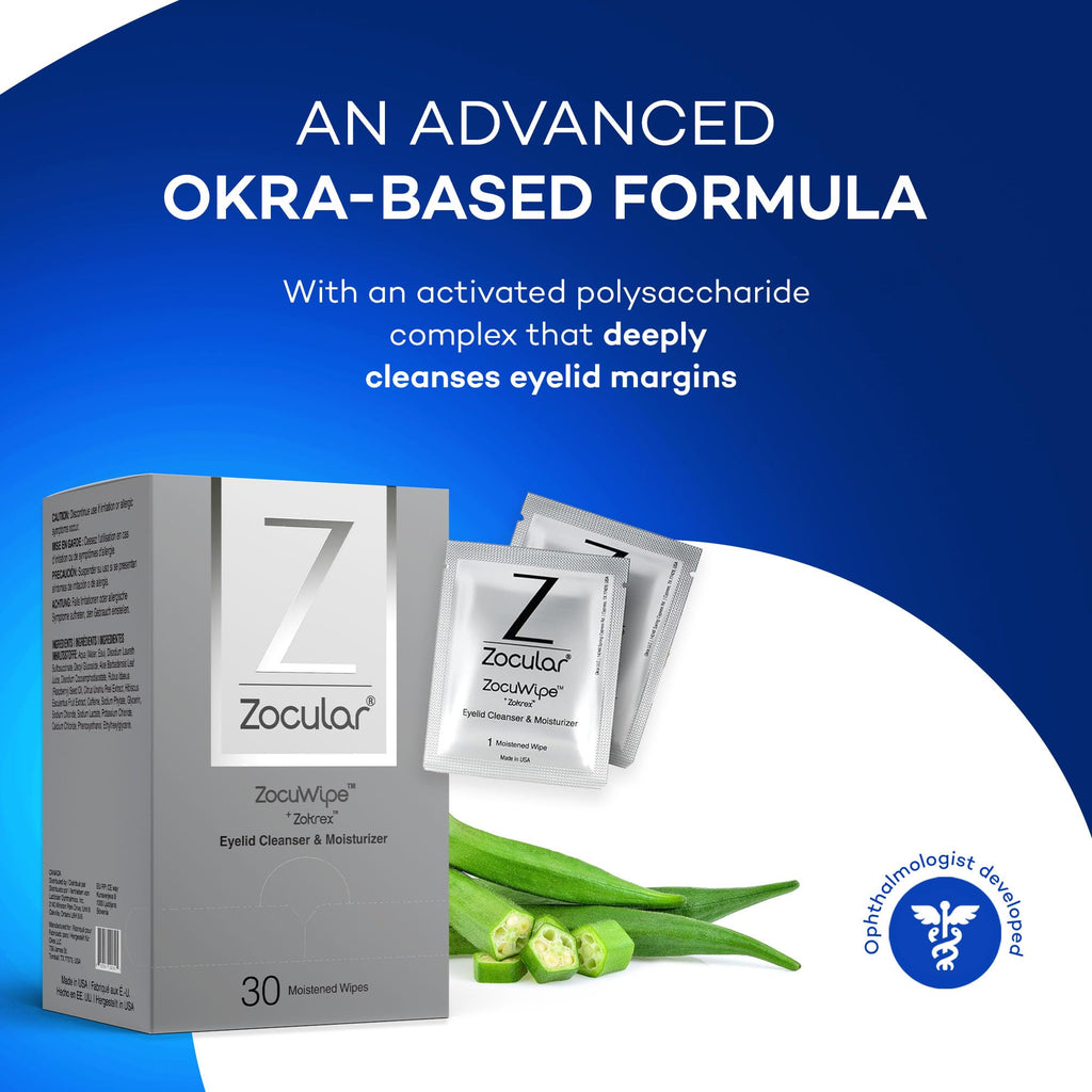 Zocular Zocuwipe Eyelid Wipes with Natural Okra Complex – 15ct