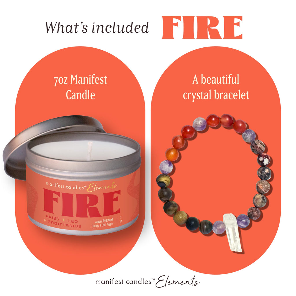 Zodiac Fire Candle for Women – Aries, Leo & Sagittarius with Crystals Inside