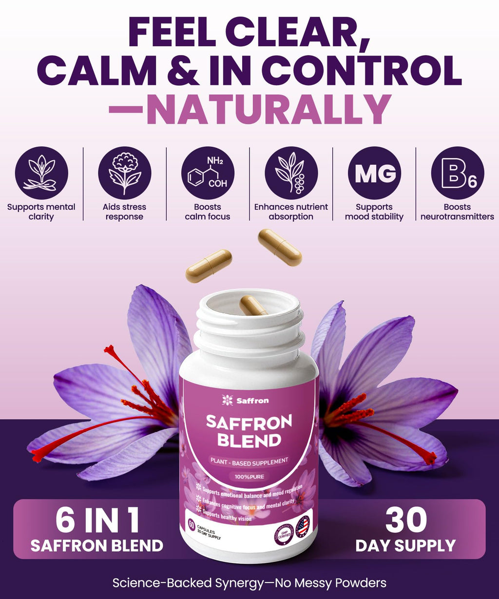 ZonaVitalis Saffron Blend – Mood, Energy & Vision Support | Vegan, Non-GMO, Gluten-Free | 60 Capsules