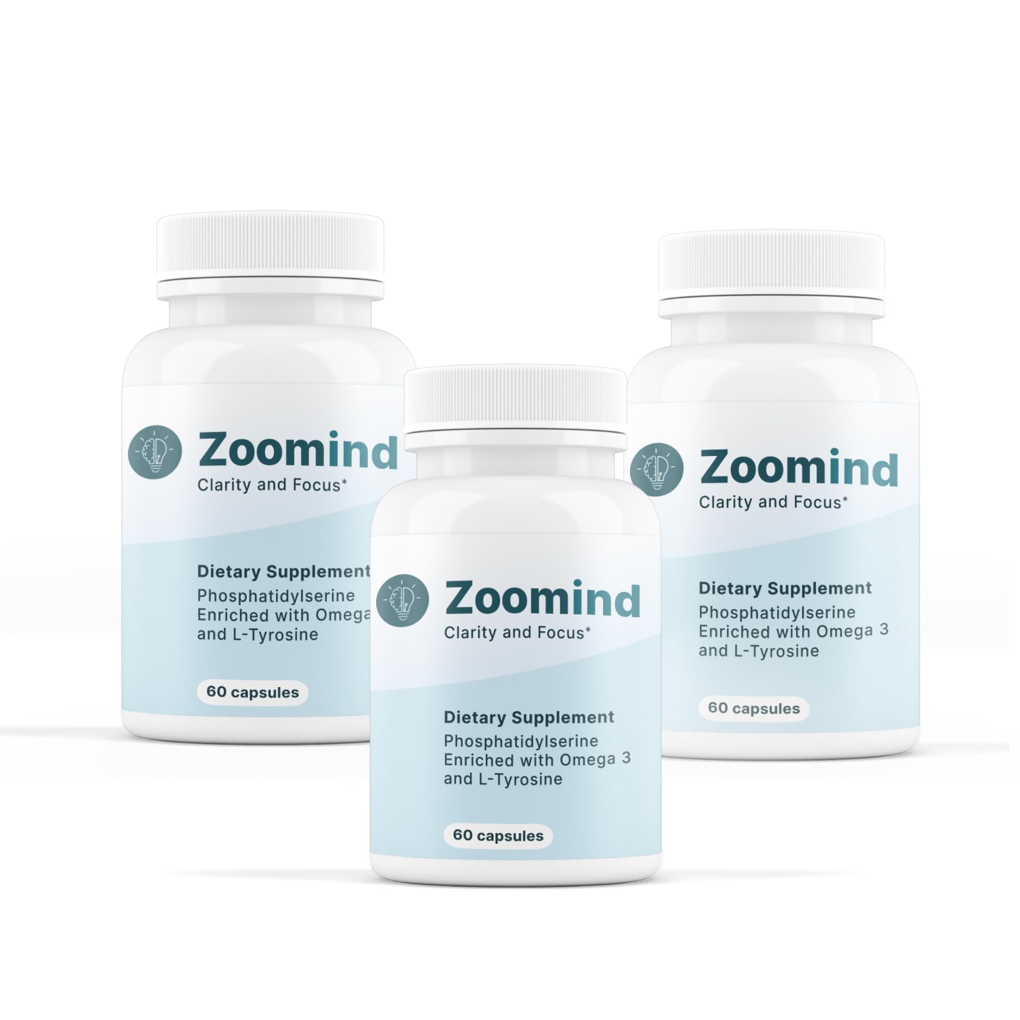 Zoomind Dietary Supplement - Clarity & Focus | Omega-3, Phosphatidylserine PS, L-Tyrosine | 60 Capsules