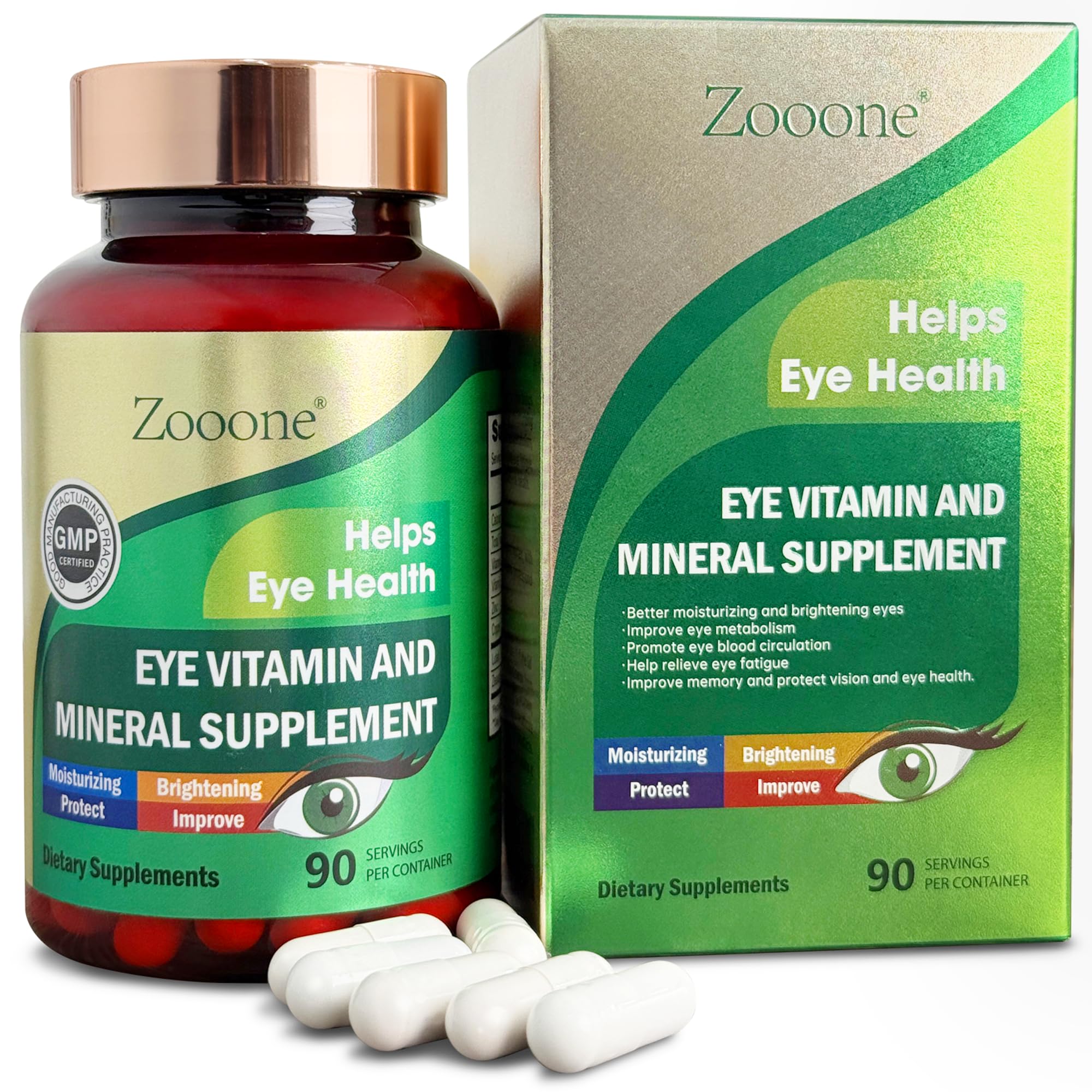 Zooone Lutein & Zeaxanthin Eye Vitamins – Vision Support for Adults (90 Capsules)