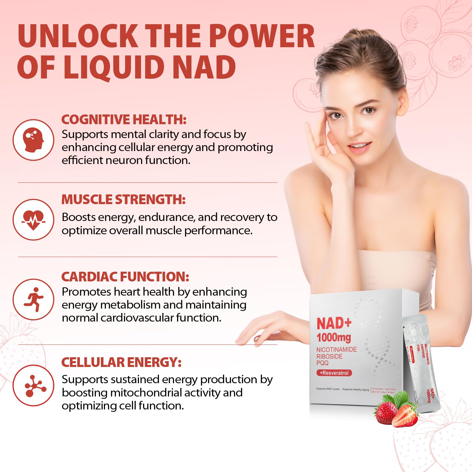 ZOROAHER 1000mg NAD+ Liquid Supplement – High-Potency NR, Resveratrol & PQQ | 2-Pack