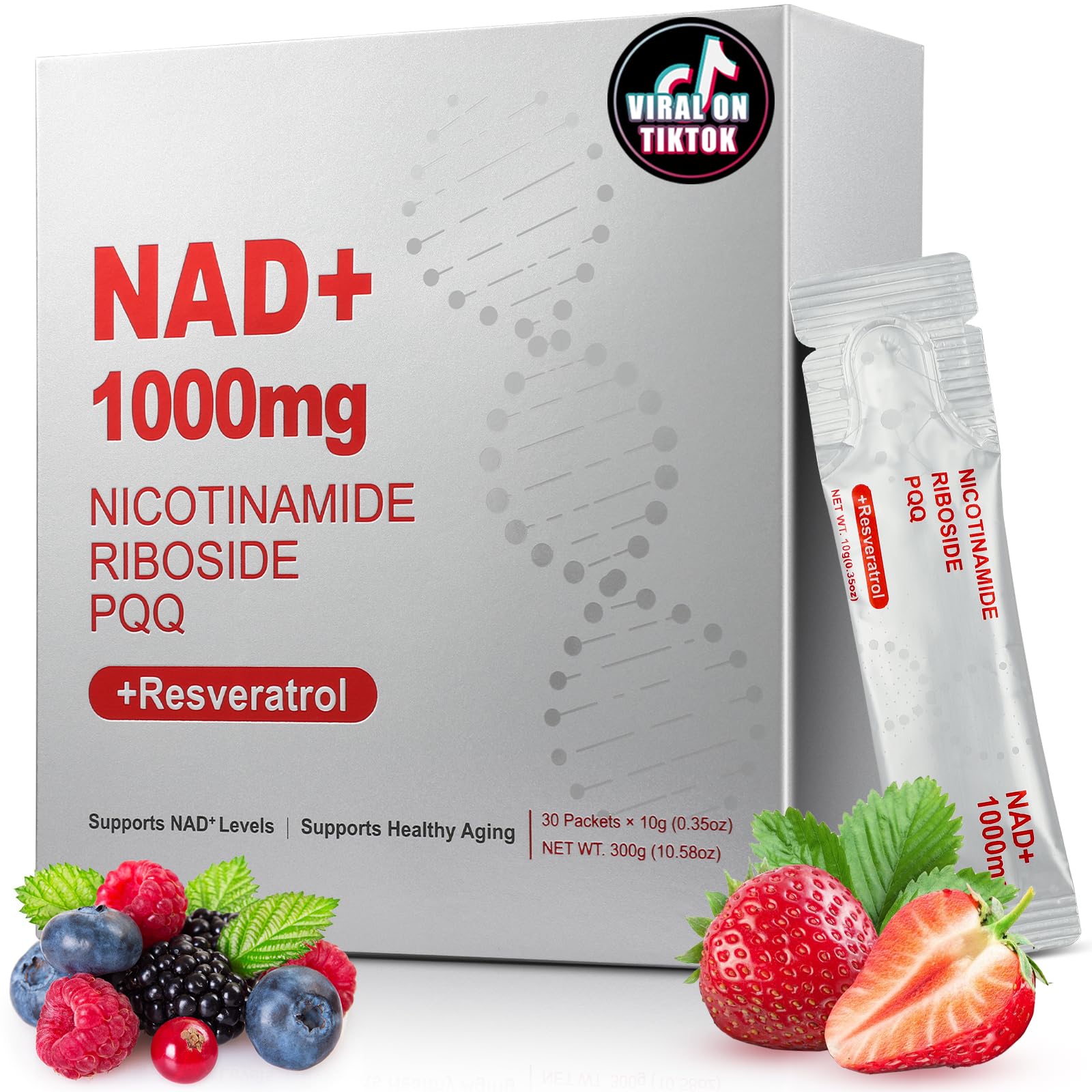 ZOROAHER NAD+ 1000mg Liquid Supplement – NR, Resveratrol & PQQ for Energy & Focus