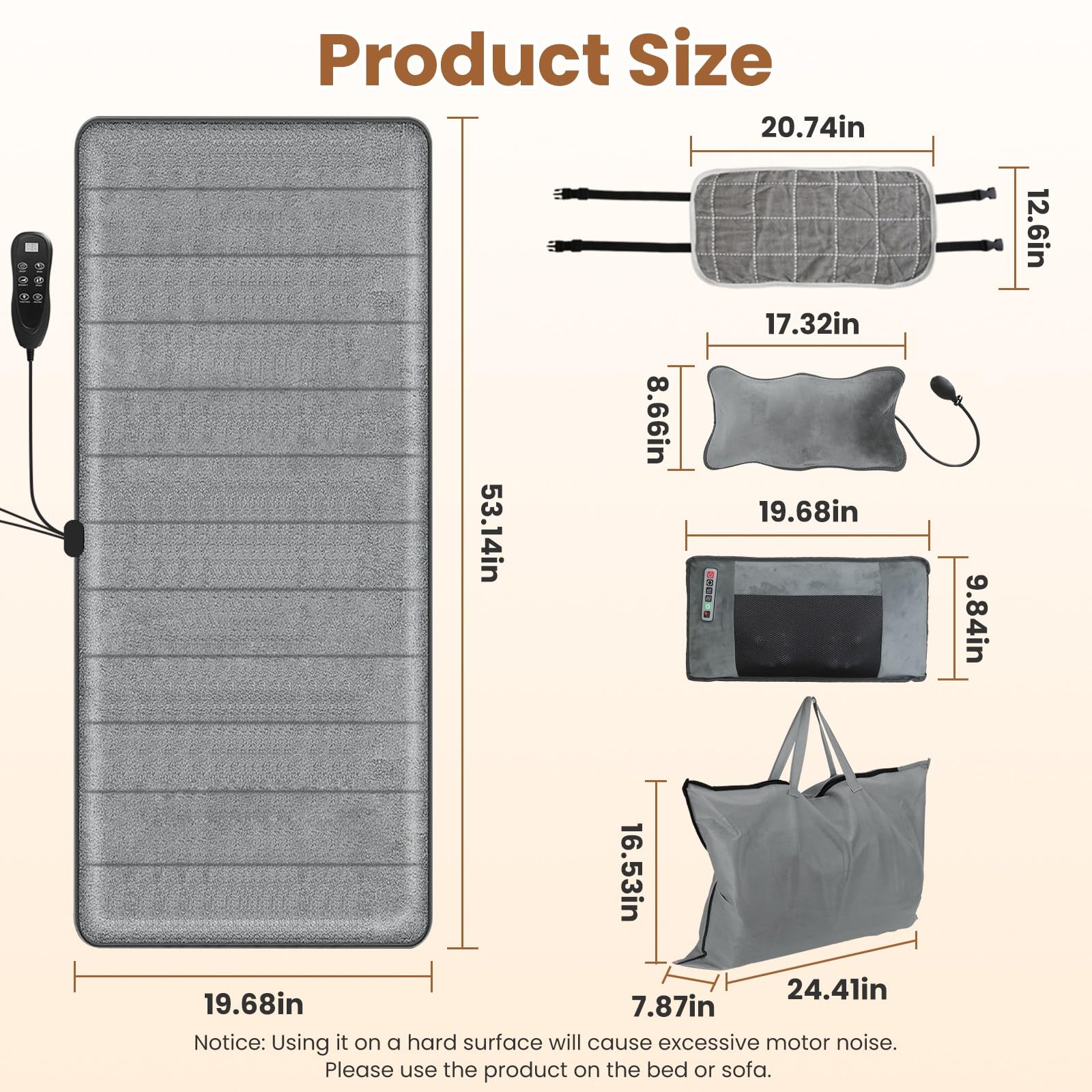 Zorpupoa Full Body Massage Mat with Heat & Shiatsu Pillow — 10 Motors, 3 Heating Pads