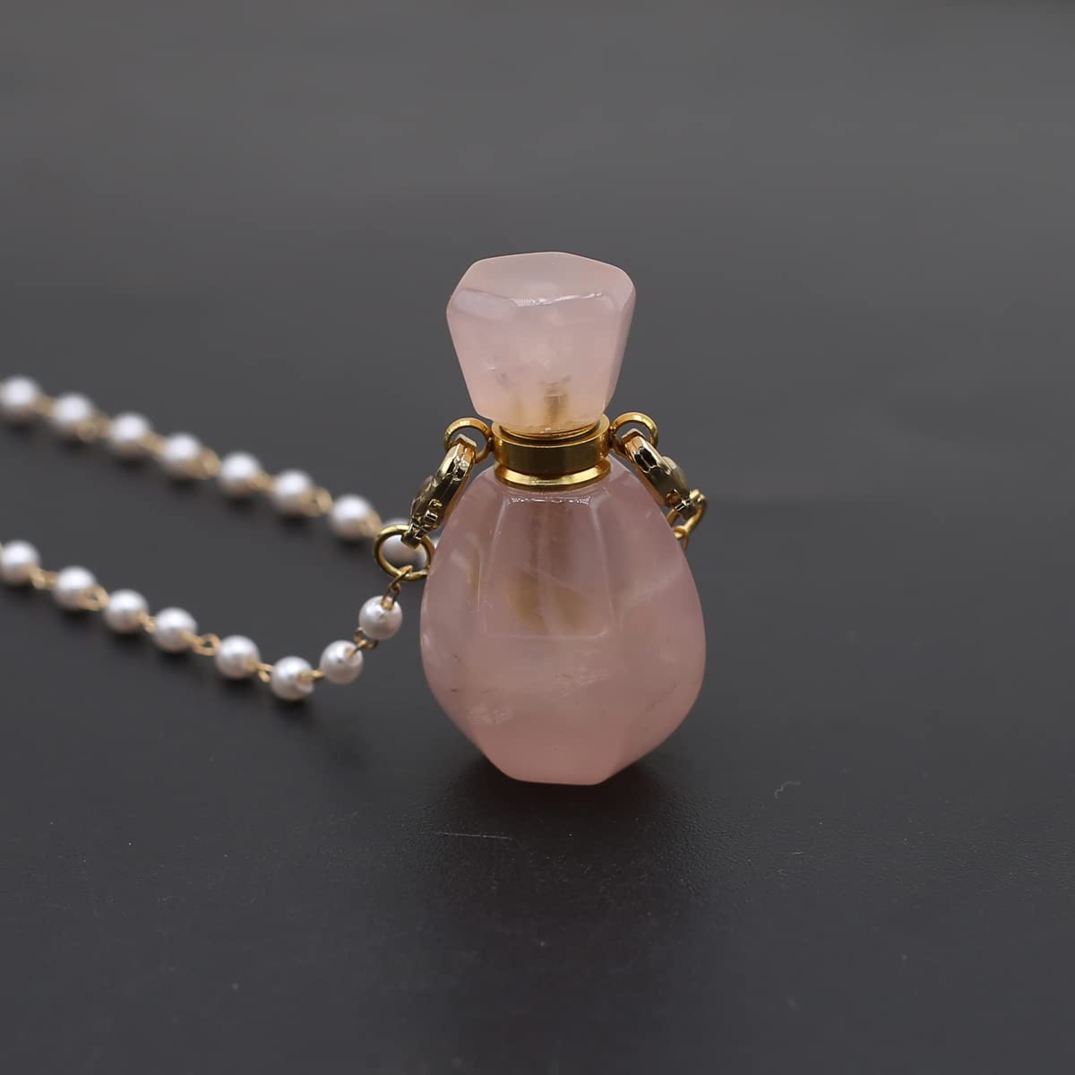 Zotoone Rose Quartz Perfume Bottle Pendant Necklace – Essential Oil Diffuser Jewelry for Women