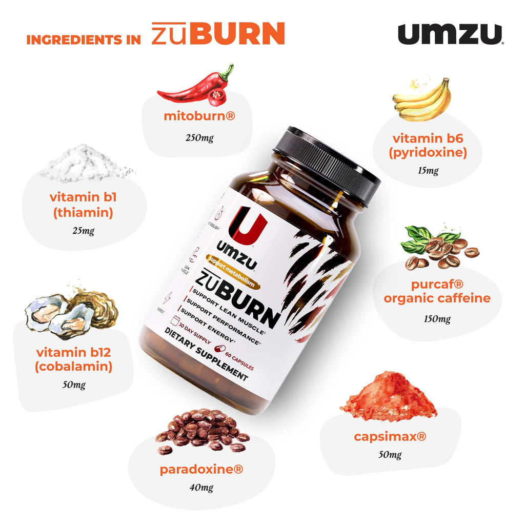 UMZU ZuBurn Energy Support - 30 Day Supply, Caffeine & Mitoburn