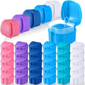 Zubebe 30 Pcs Denture Case with Strainer Basket - 5 Colors for Travel & Home