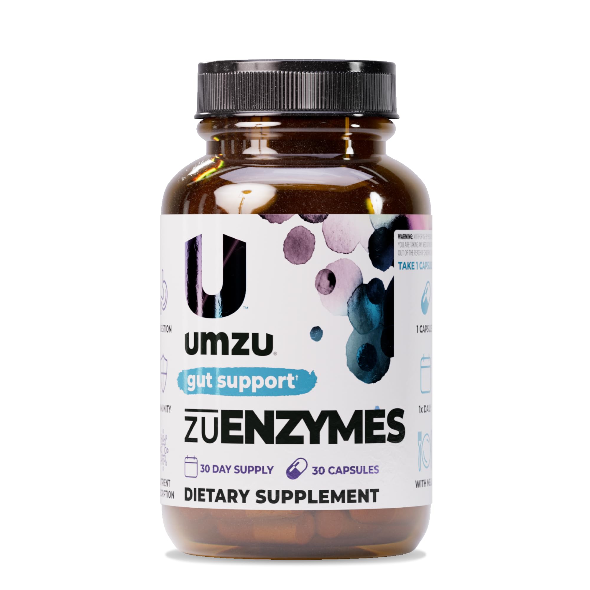 UMZU ZuEnzymes Digestive Enzymes Supplement — 21 Enzymes for Gut Health, Digestion & Nutrient Absorption (30 Day Supply, 30 Capsules)