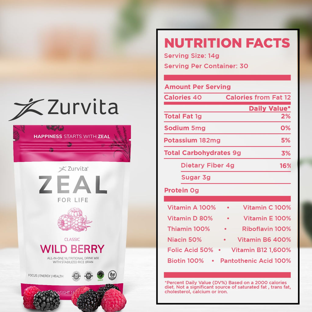 Zurvita Zeal for Life 30-Day Wellness Bag - Wild Berry (Classic) 420 g | Vitality, Immunity & Wellness