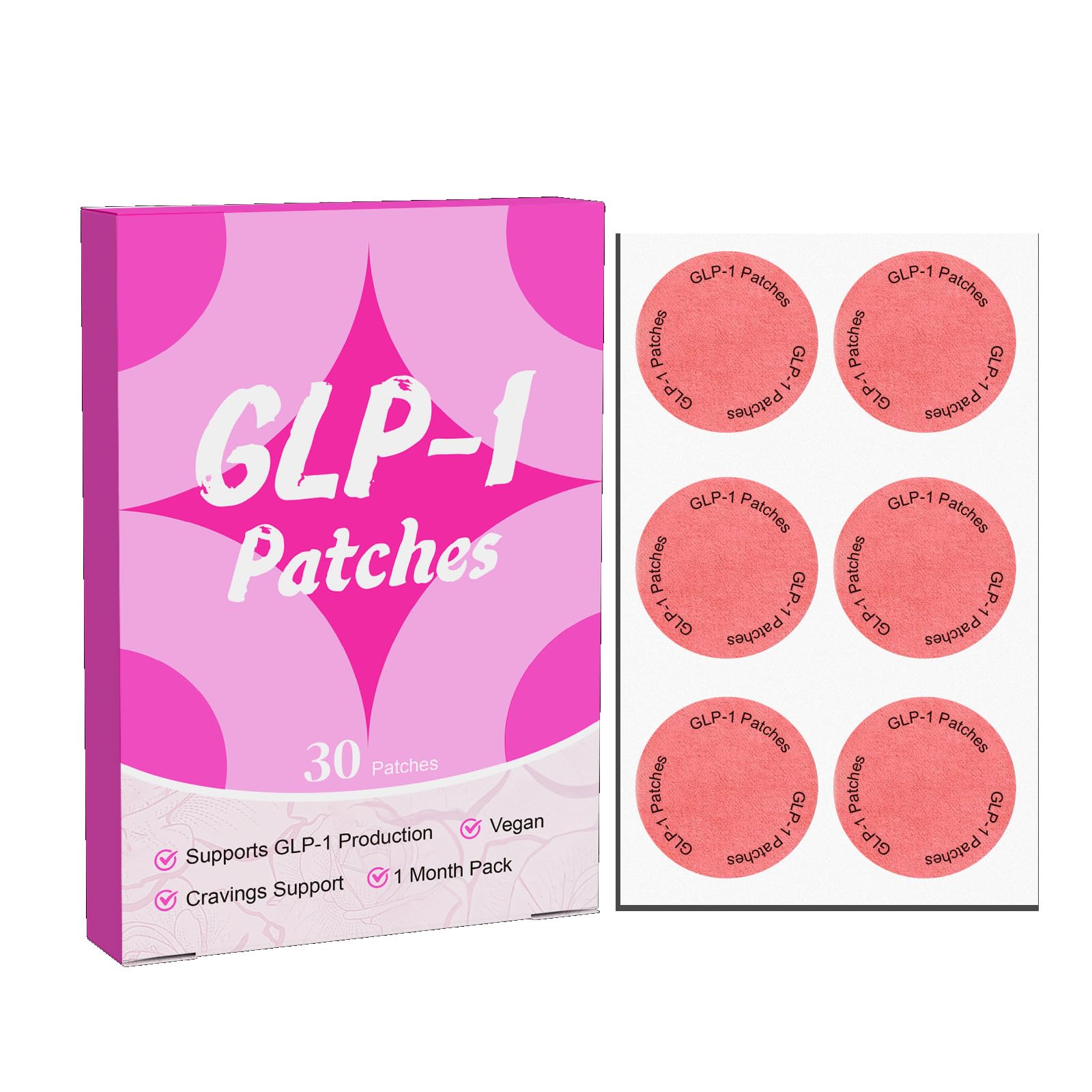 ZXZTSM GLP-1 Weight Patches for Women & Men – Plant-Based, Skin-Friendly, 30 Count