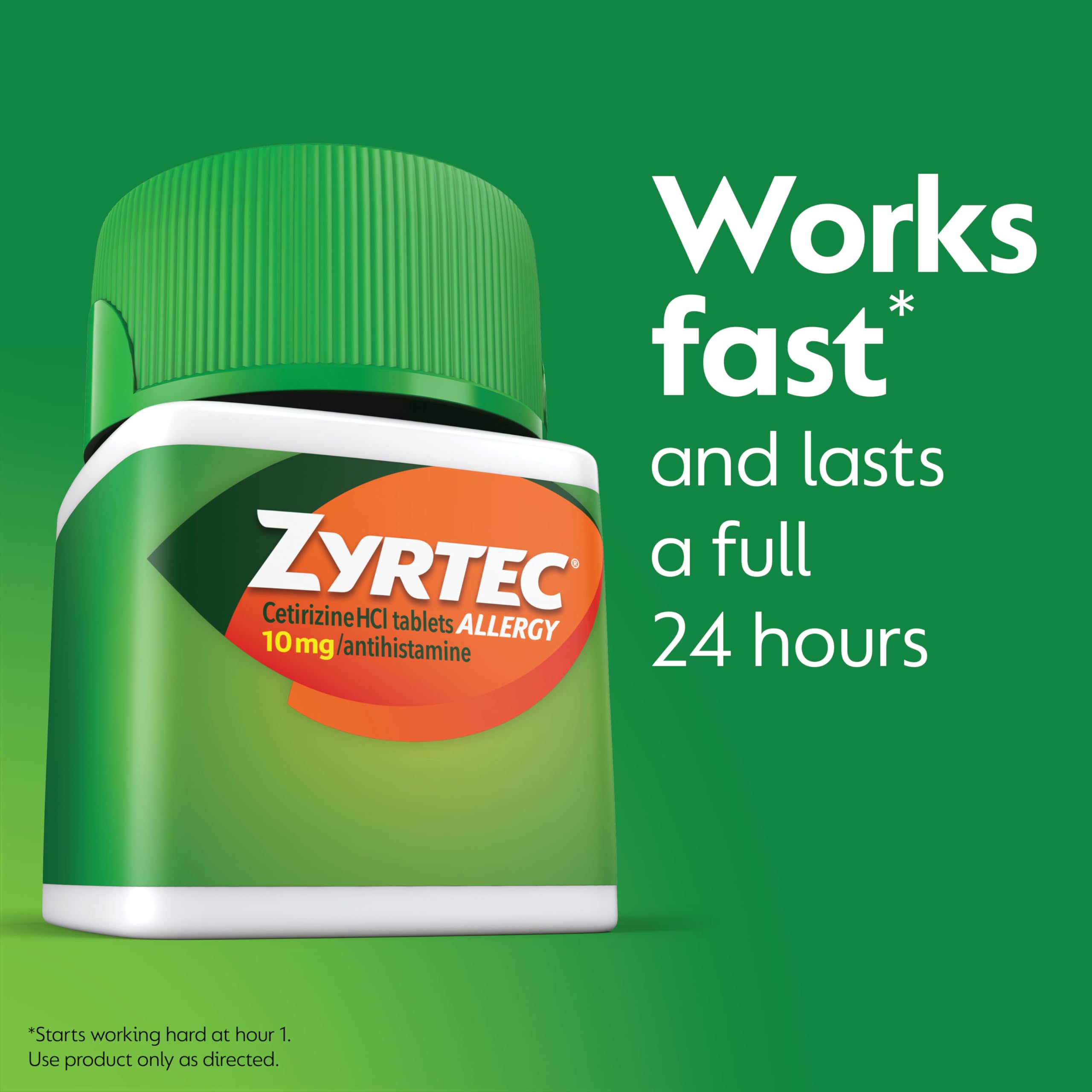Zyrtec 24 Hour Allergy Relief Tablets | 10 mg Cetirizine HCl | Indoor & Outdoor Allergy Medicine | 45 ct