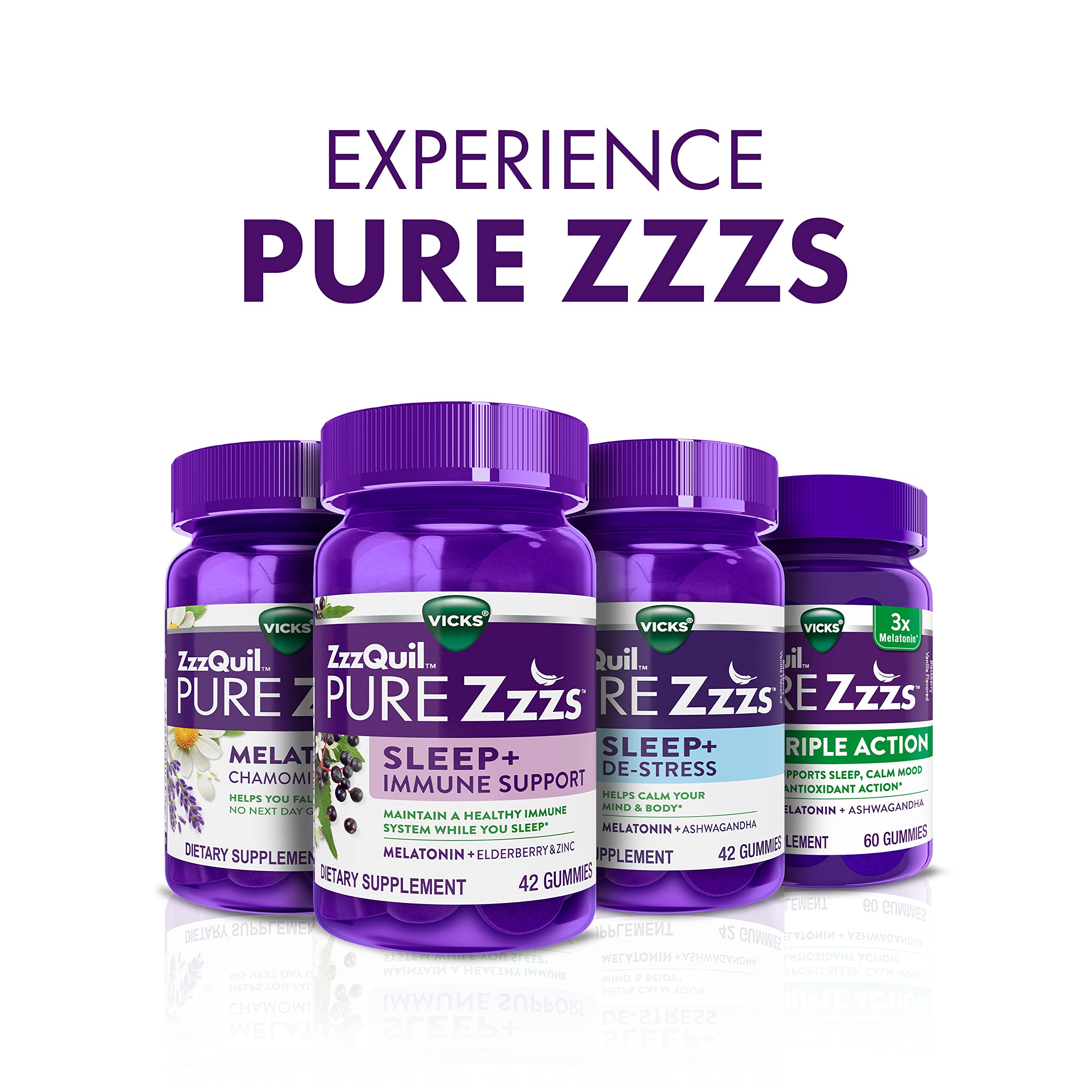 ZzzQuil PURE Zzzs Melatonin Gummies - 2mg Sleep Aid with Chamomile & Lavender | Wildberry Vanilla, 24 Gummies