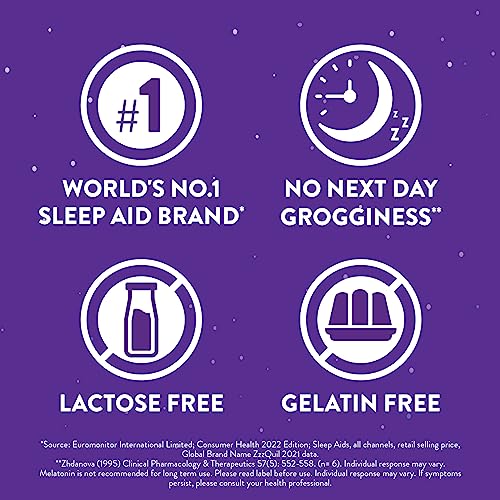 ZzzQuil PURE Zzzs Melatonin Gummies - 2mg Sleep Aid with Chamomile & Lavender | Wildberry Vanilla, 24 Gummies